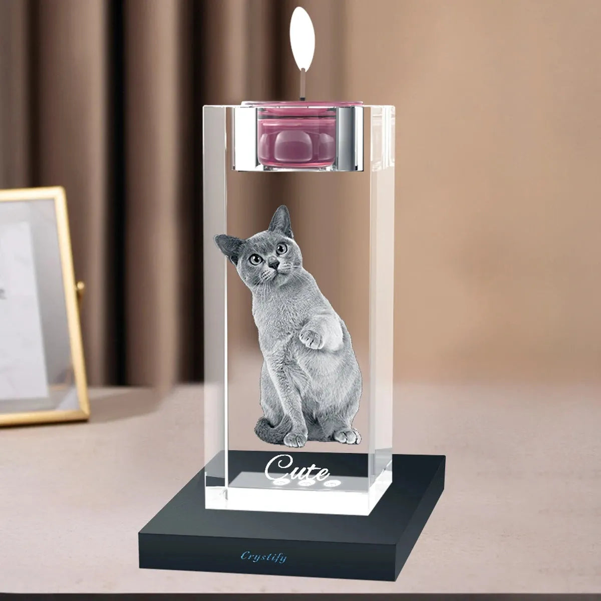 Custom 3D Crystal Candle Holder