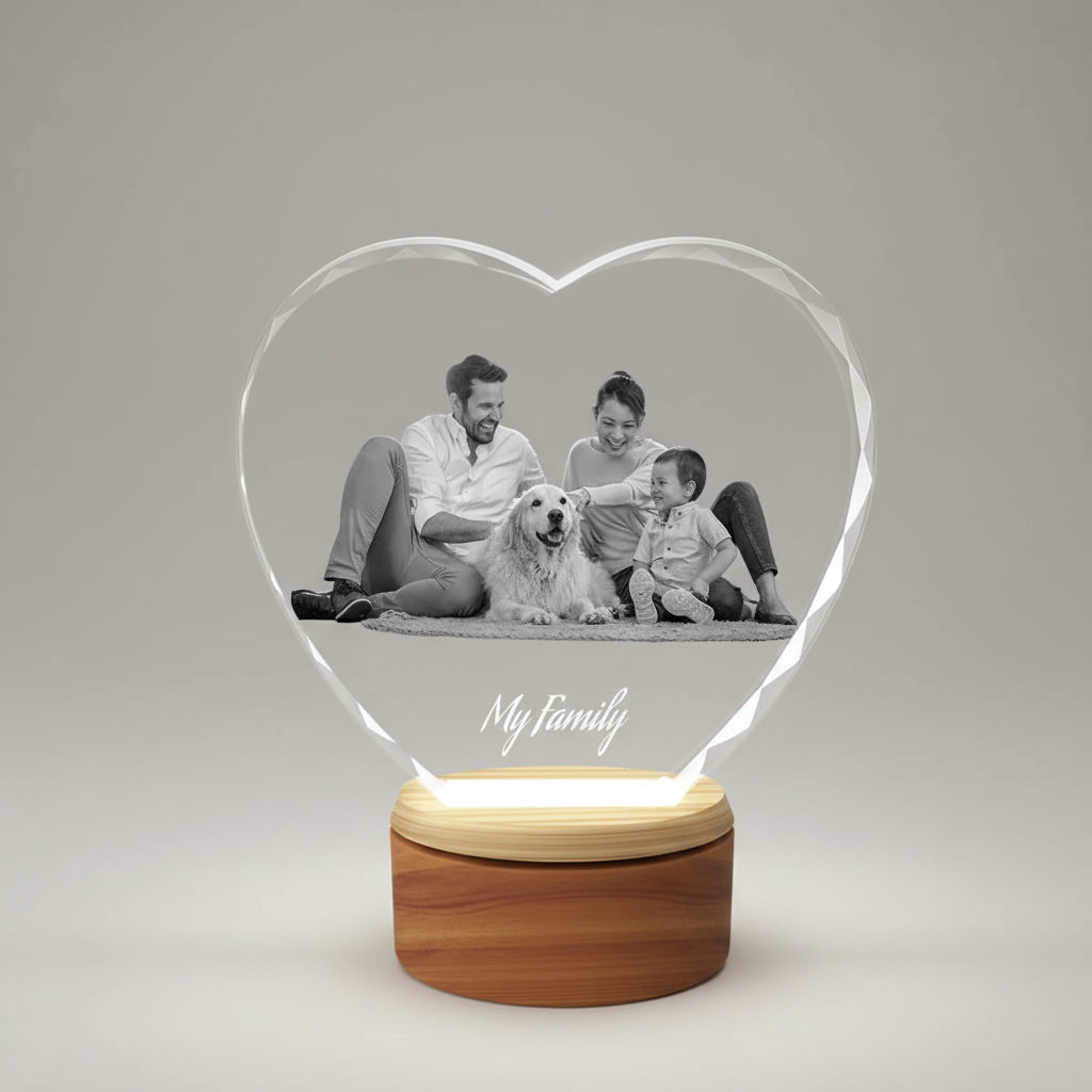 Custom Faceted 3D Crystal Heart