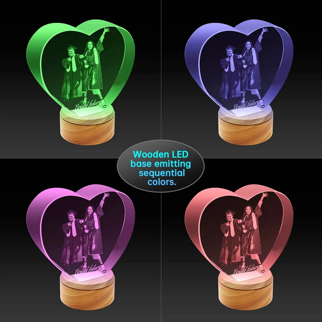 Custom 3D Photo Crystal Heart