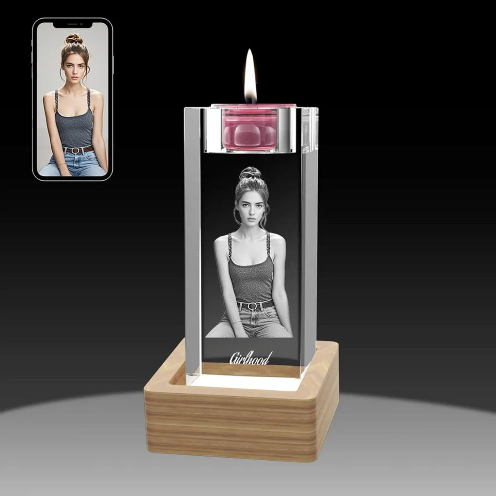 Custom 2D Photo Crystal Candle Holder