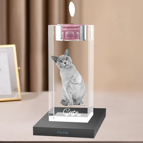 Custom 2D Photo Crystal Candle Holder