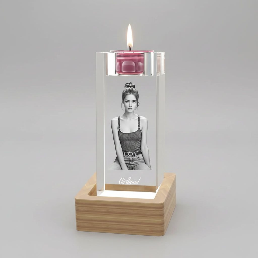 Custom 2D Photo Crystal Candle Holder