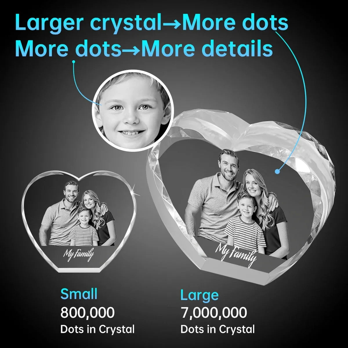 Faceted 2D Photo Crystal Heart