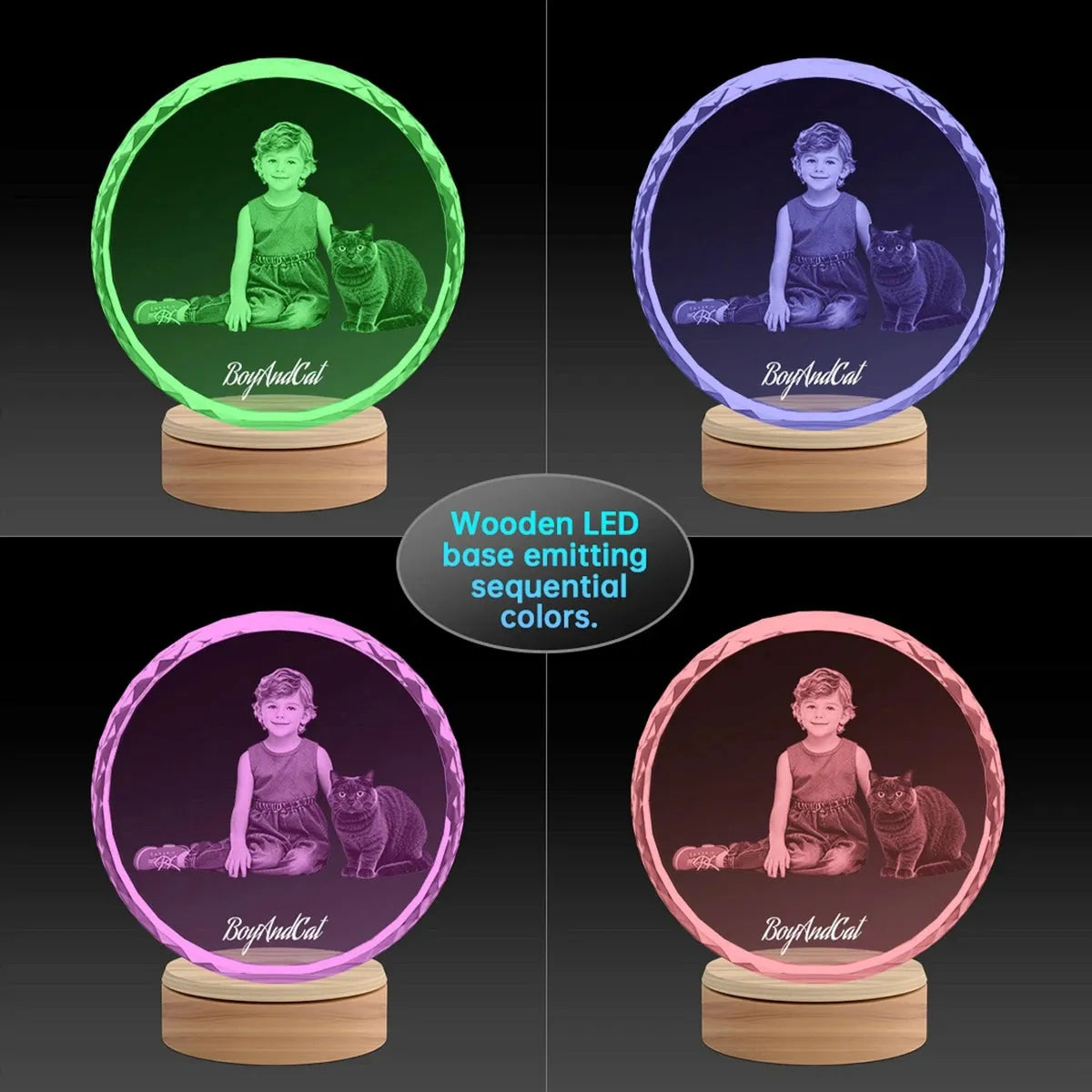 Custom 2D Crystal Photo - Faceted Round