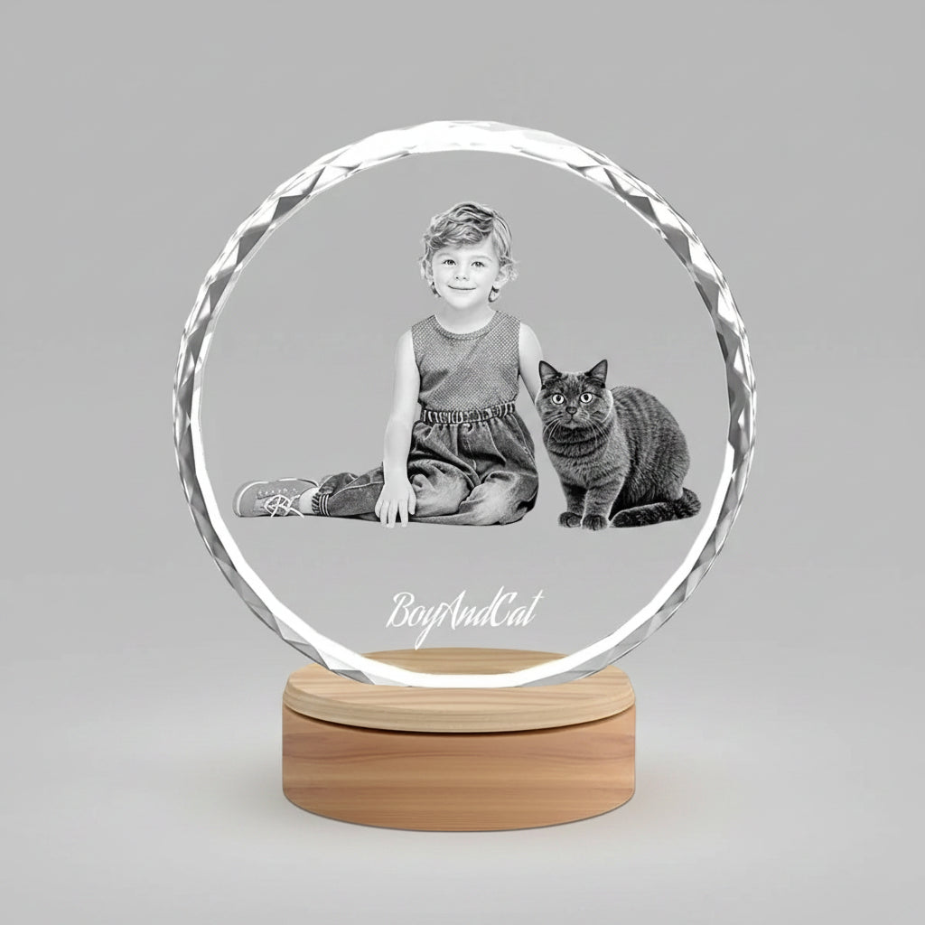 Custom 2D Crystal Photo - Faceted Round