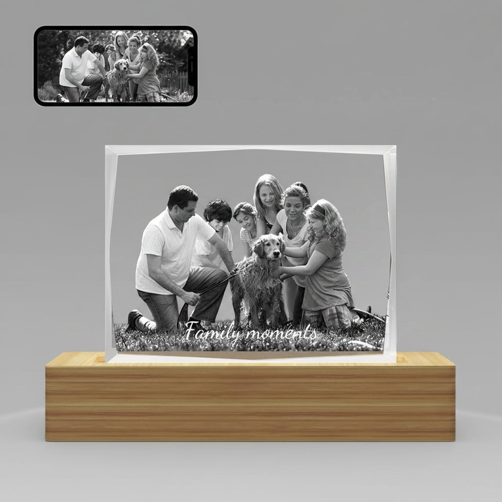 Faceted 3D Crystal Photo Frame - Landscape