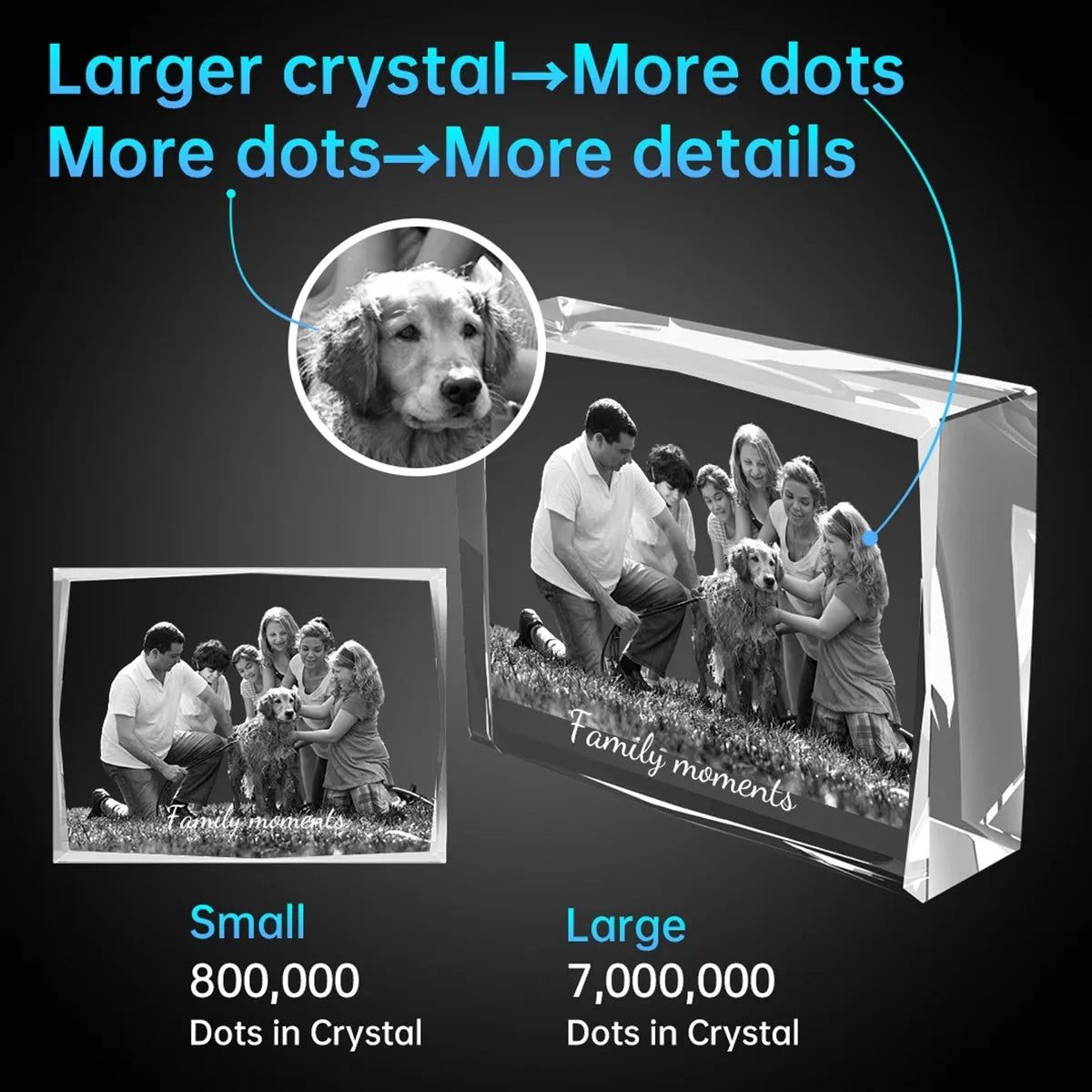 Faceted 3D Crystal Photo Frame - Landscape