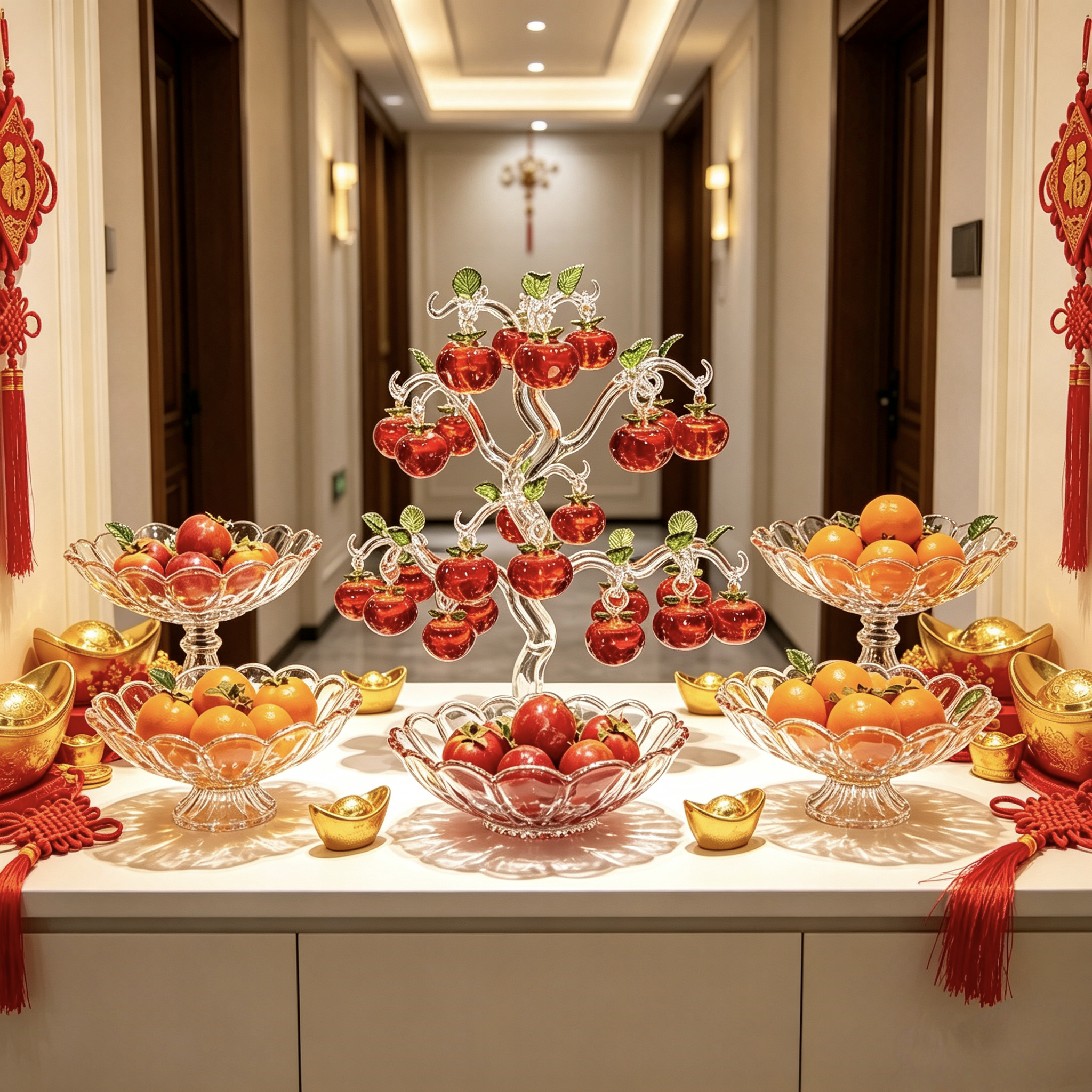 Crystal Apple Tree Centerpiece – Decorative Table Art