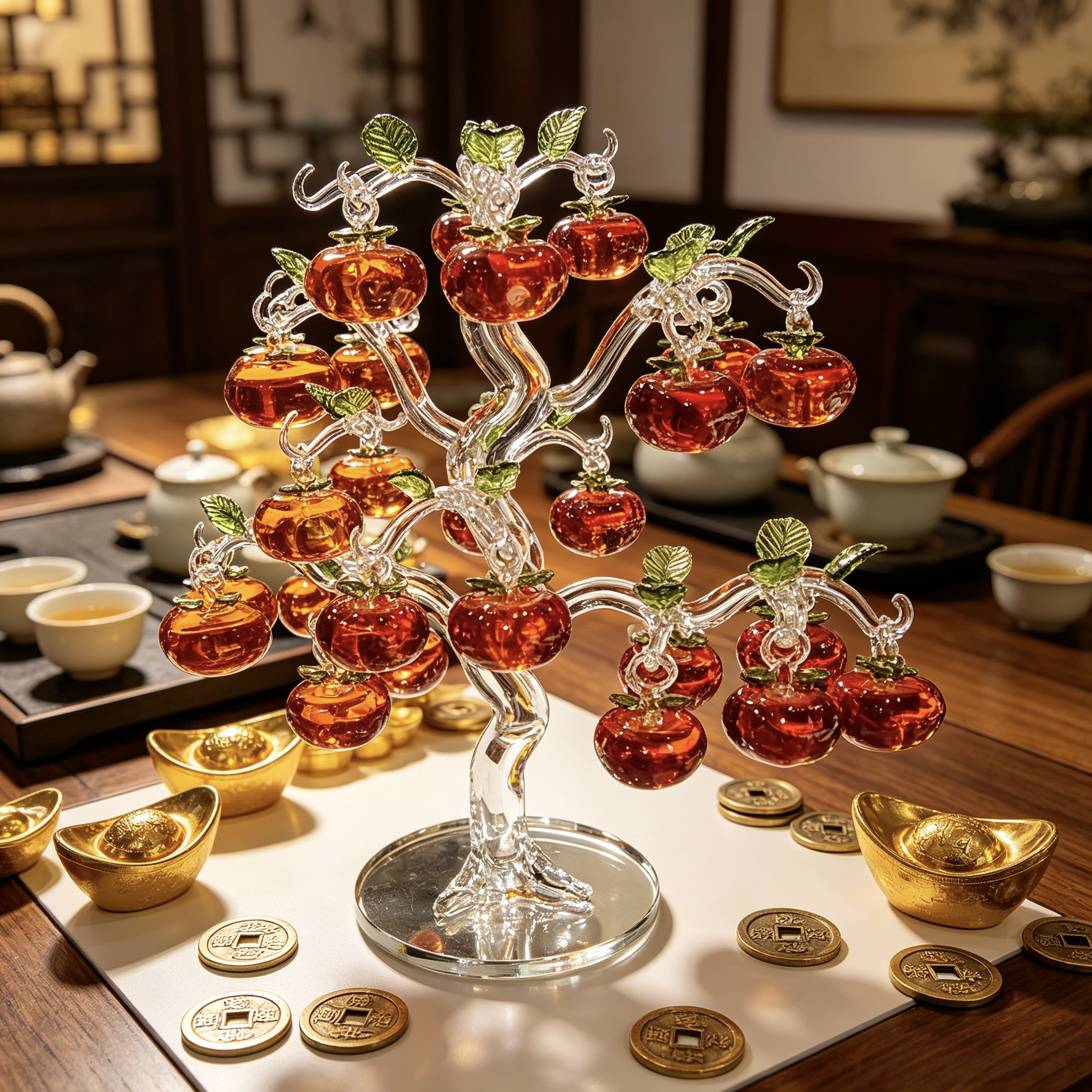 Crystal Apple Tree Centerpiece – Decorative Table Art