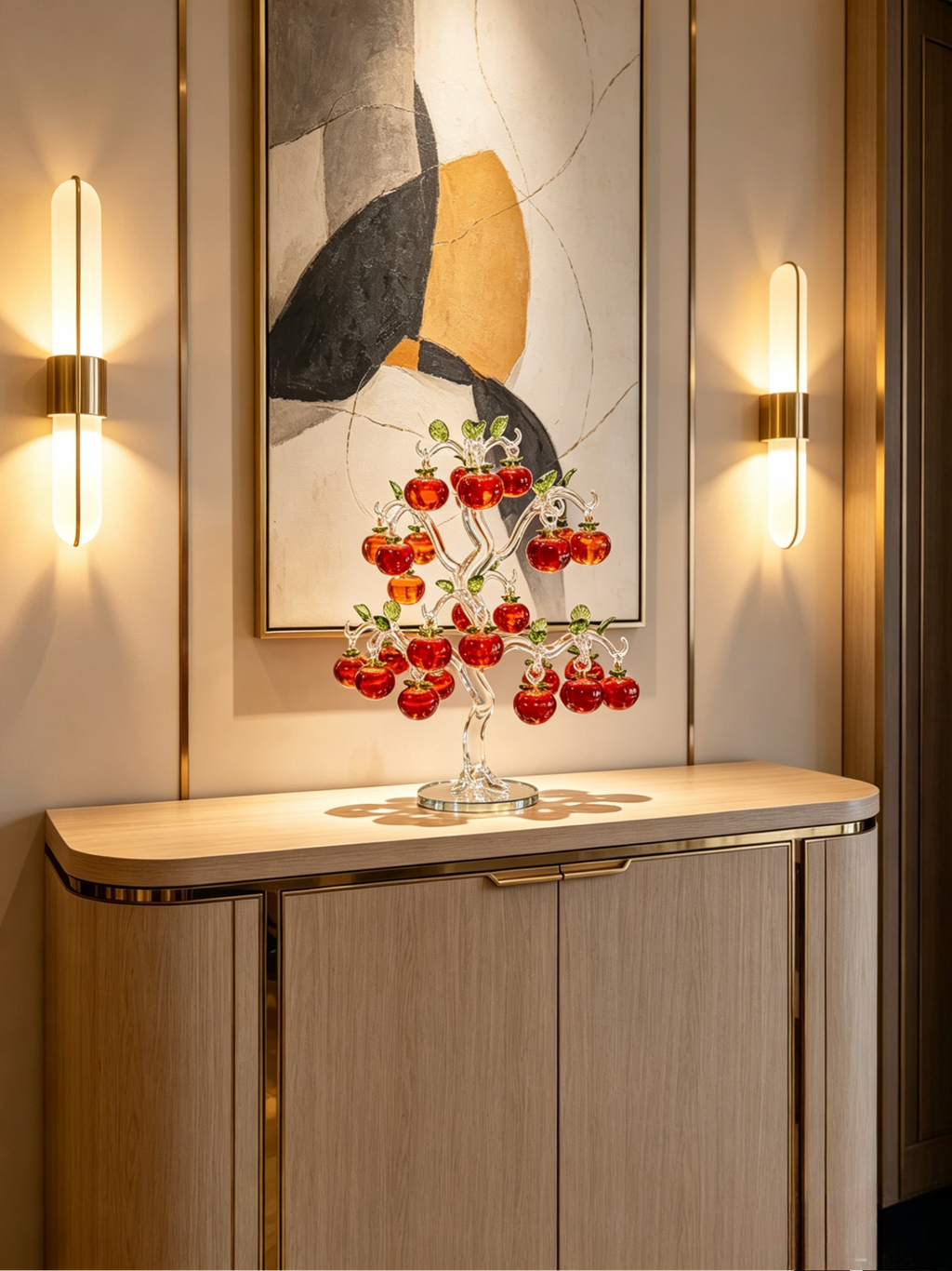 Crystal Apple Tree Centerpiece – Decorative Table Art