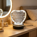 Dad Crystal Heart Keepsake Gift with LED Light Base