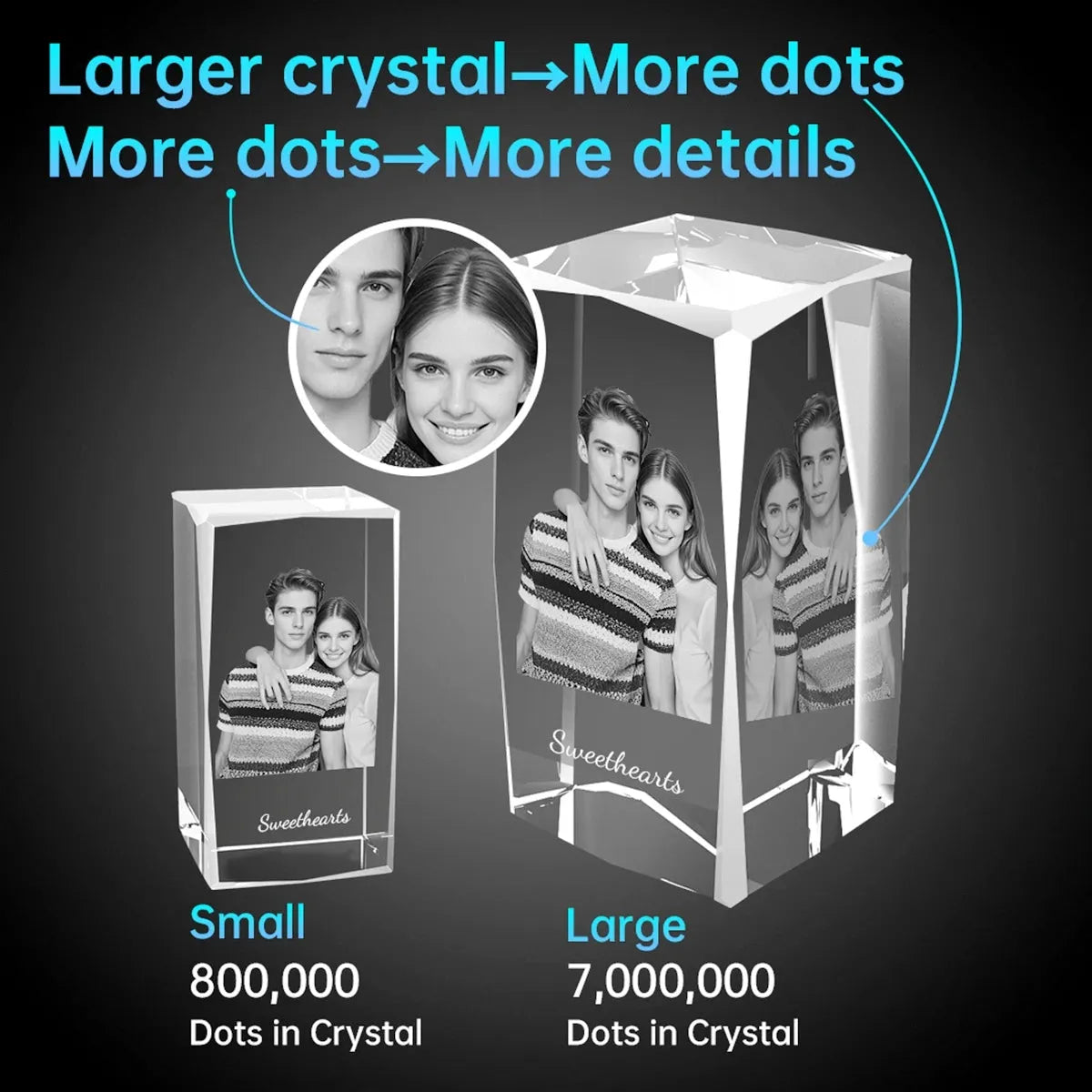 Custom 2D Photo Crystal Cube - Faceted Edge