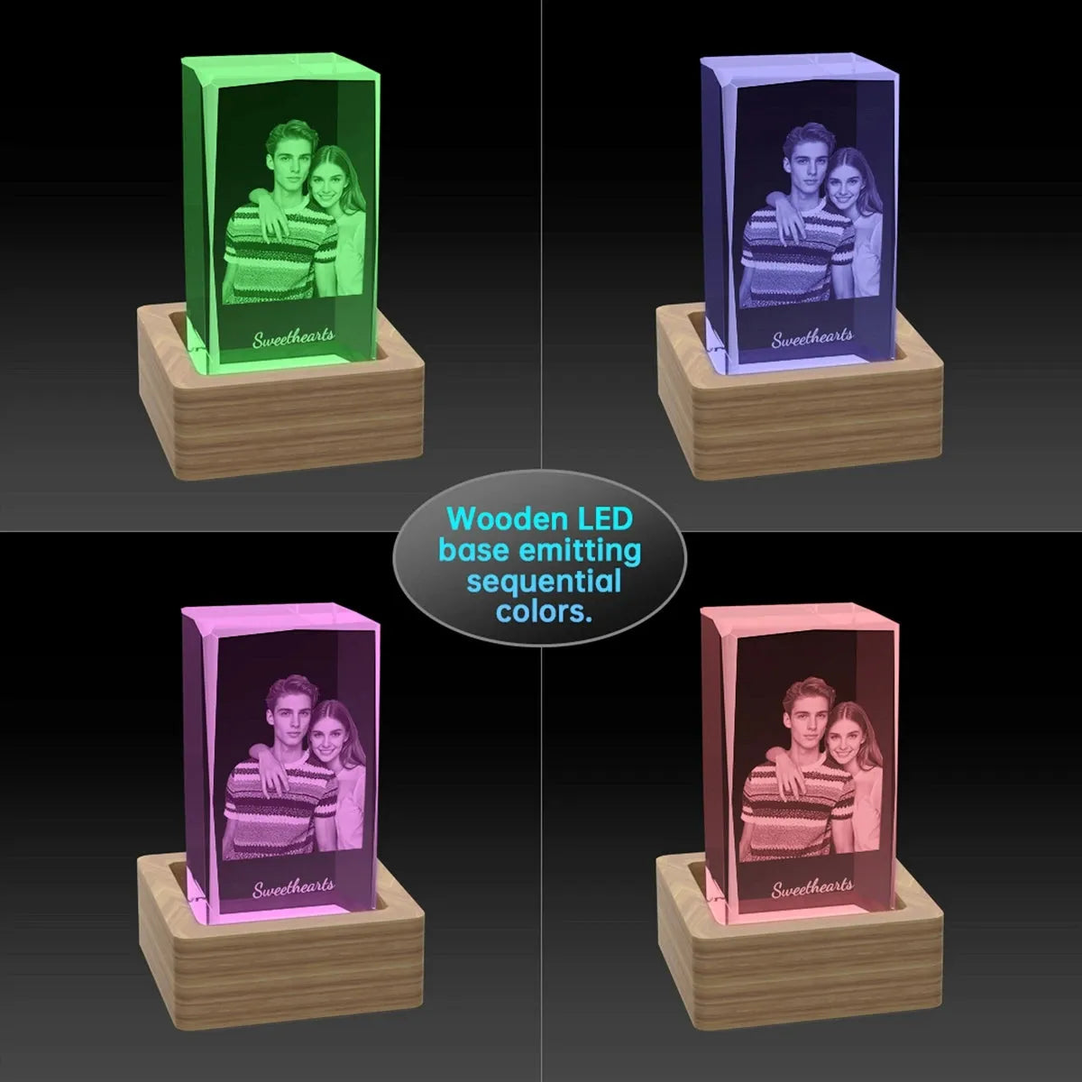 Custom 2D Photo Crystal Cube - Faceted Edge