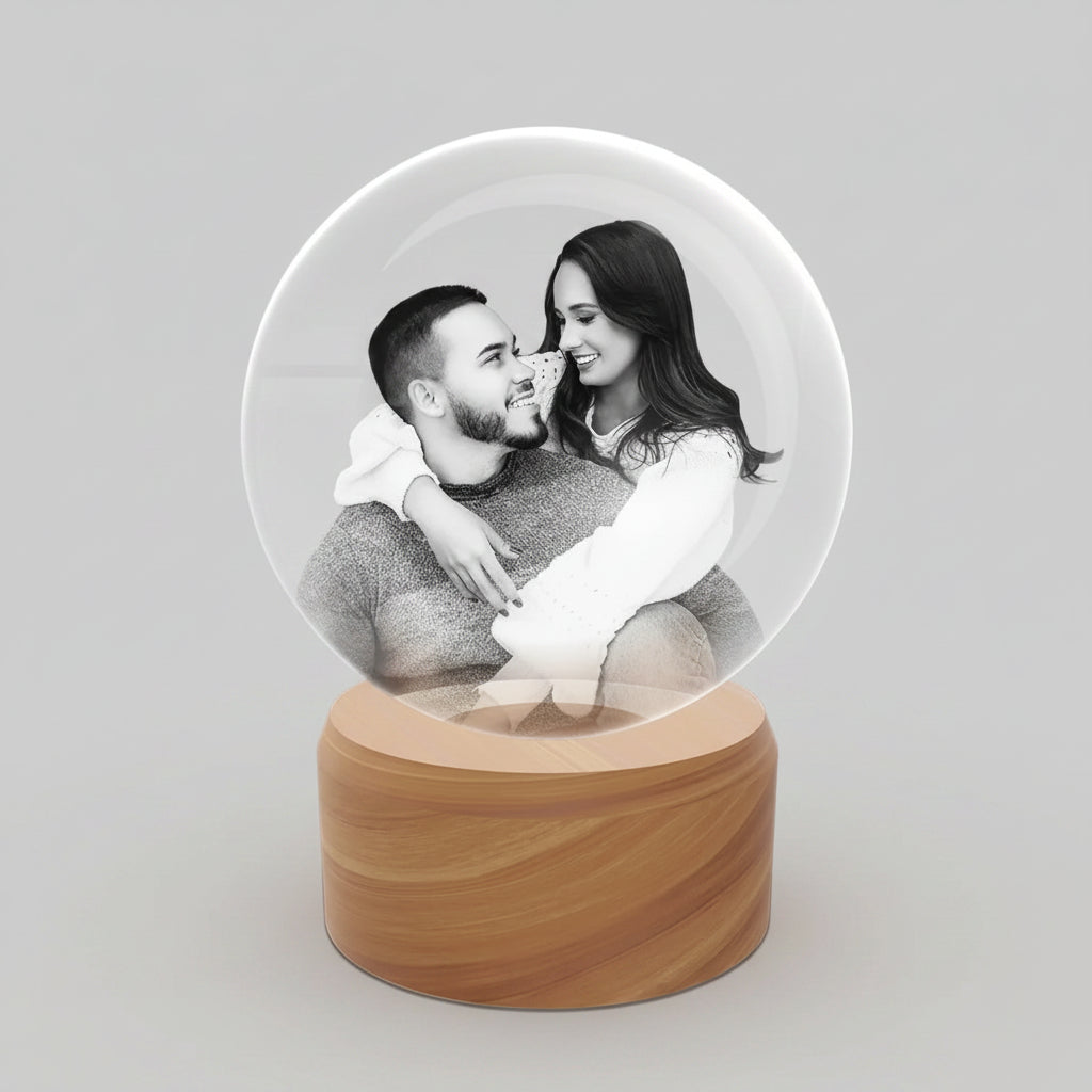 Custom 3D Crystal Ball with Engraved Photo - Large