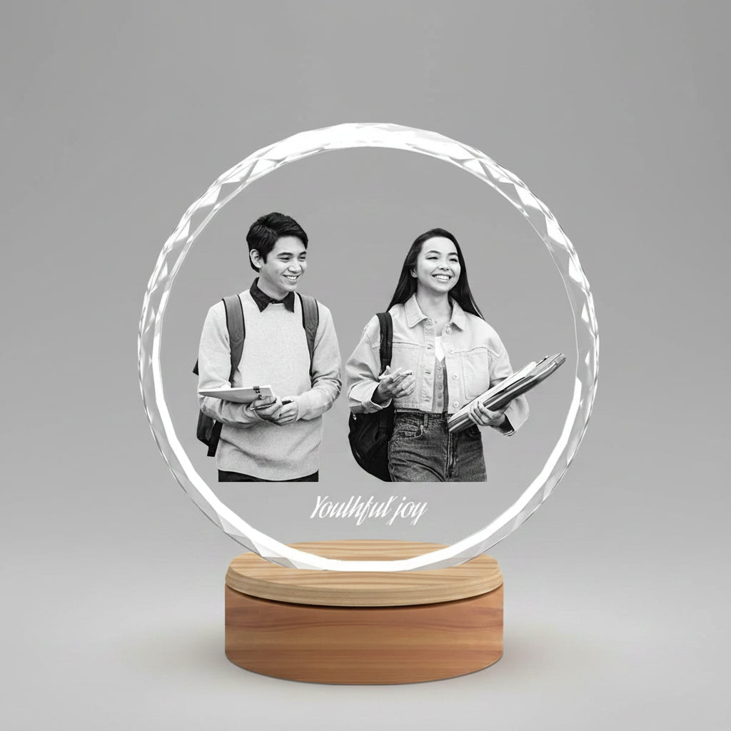 Faceted Round 3D Crystal Photo - Large