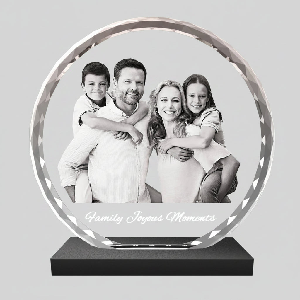 Faceted Round 3D Crystal Photo - Large