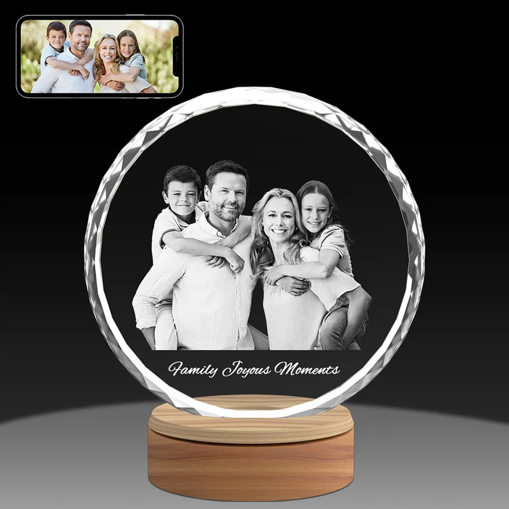 Custom 3D Photo Crystal - Faceted Round