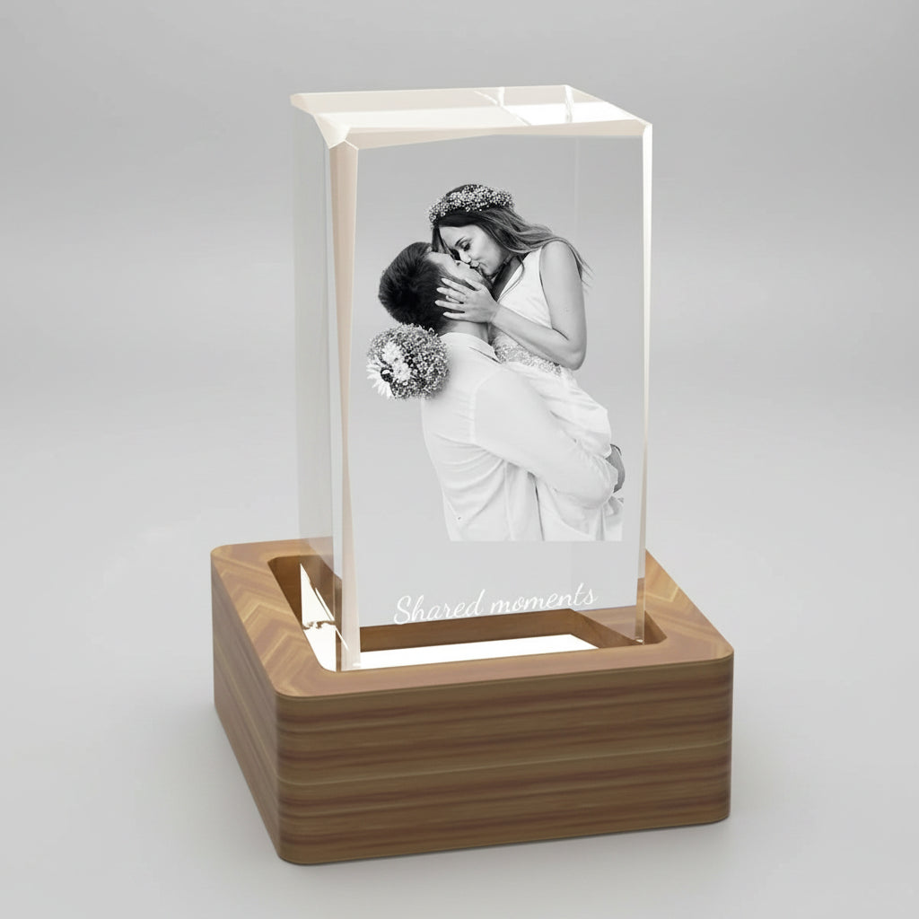 Custom 3D Crystal Cube (Faceted) - Large
