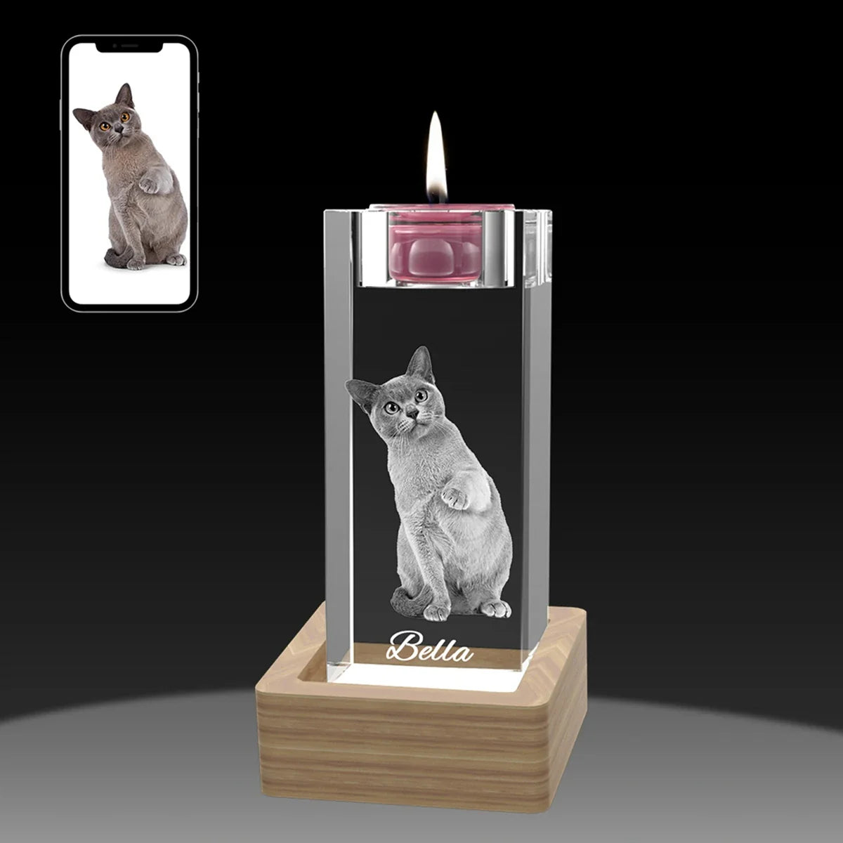 Custom 2D Photo Crystal Candle Holder