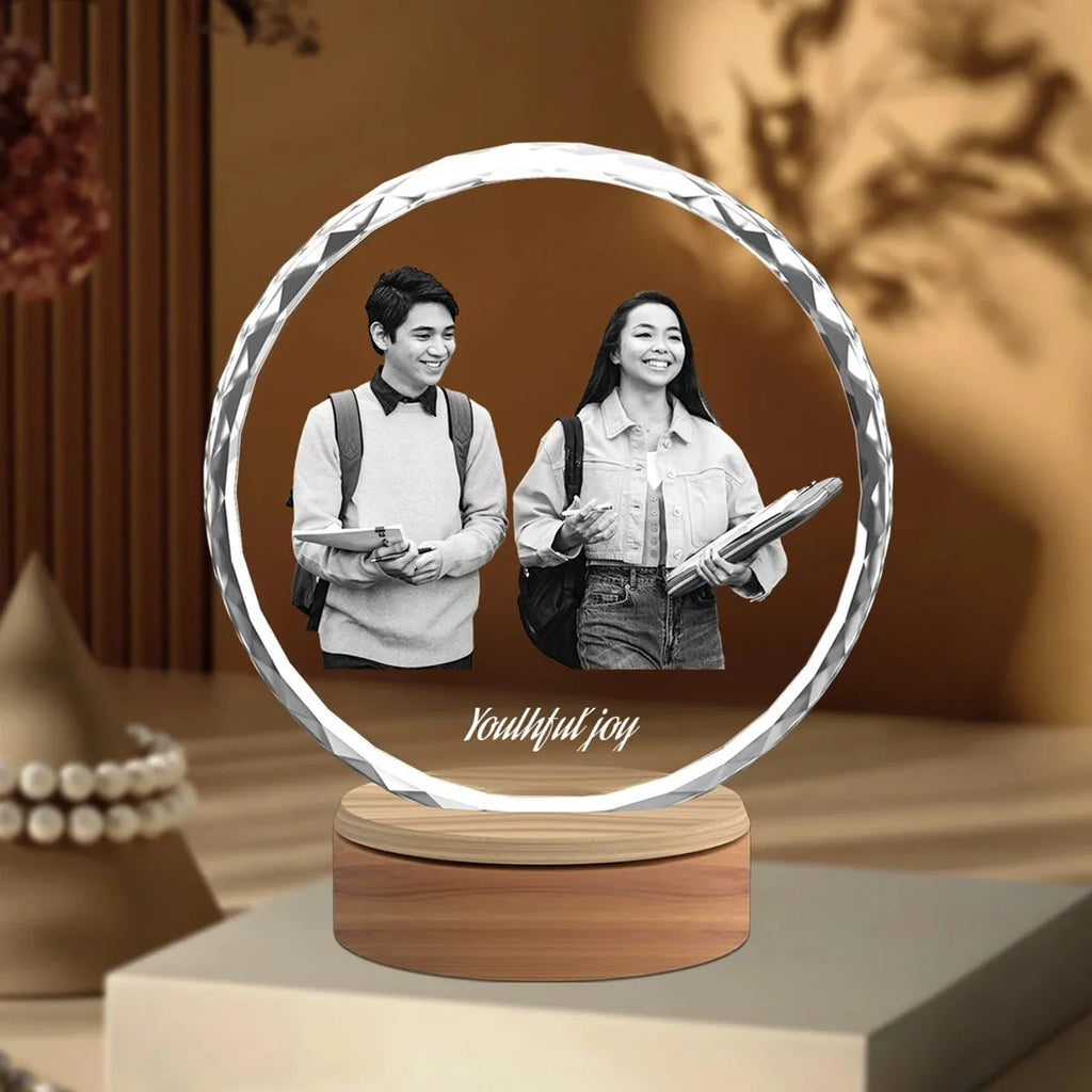 Custom 2D Crystal Photo - Faceted Round