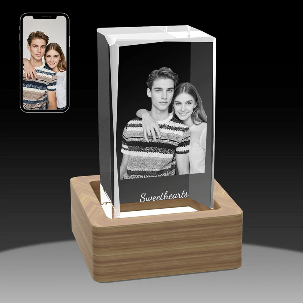 Custom 2D Photo Crystal Cube - Faceted Edge