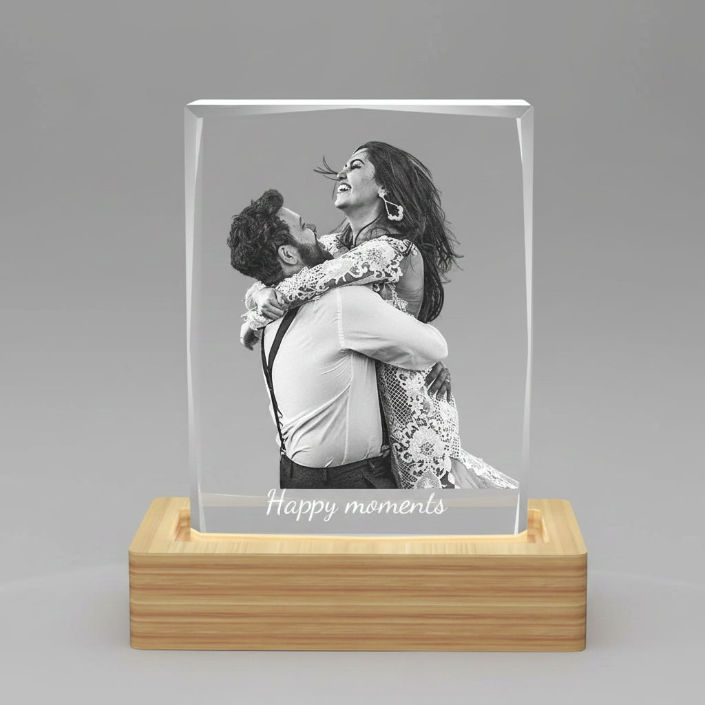 Custom 3D Crystal Picture Frame (Faceted) - Medium