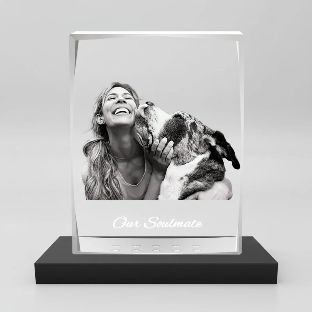 Custom 3D Crystal Picture Frame (Faceted) - Medium