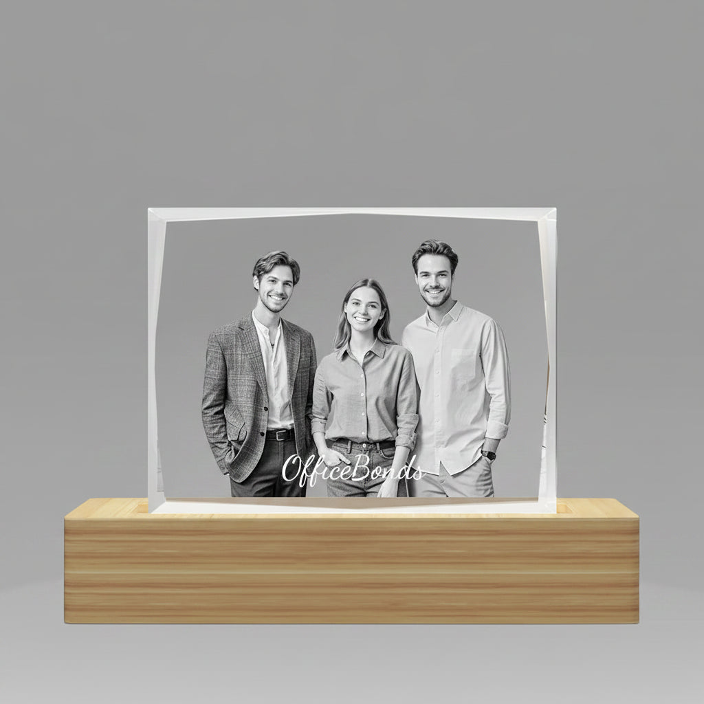 Custom 3D Crystal Photo Frame (Faceted) - Medium