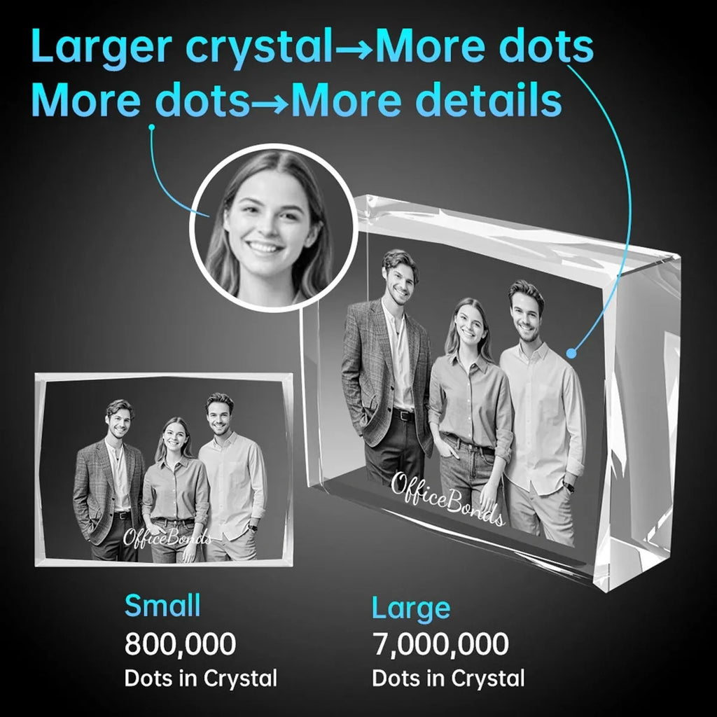 Custom 3D Crystal Photo Frame (Faceted) - Medium