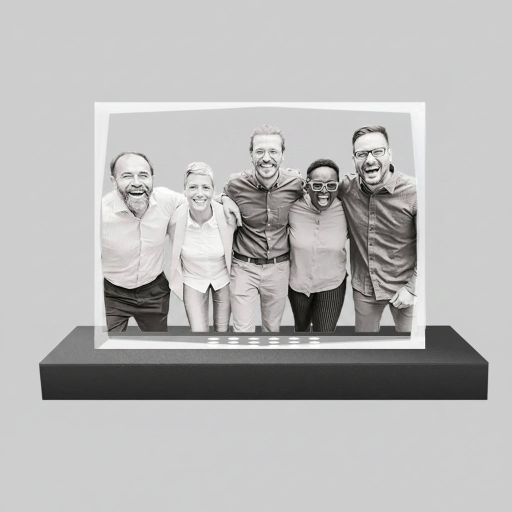 Custom 3D Crystal Photo Frame (Faceted) - Medium