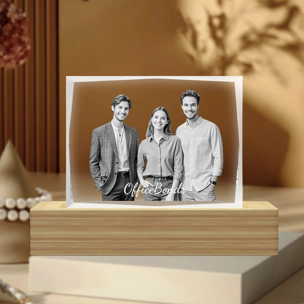 Custom 3D Crystal Photo Frame (Faceted) - Medium