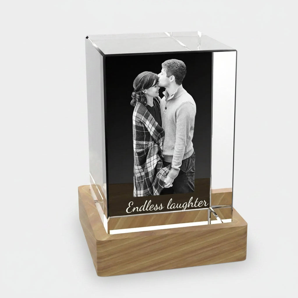 Personalised 3D Crystal Cube -Medium
