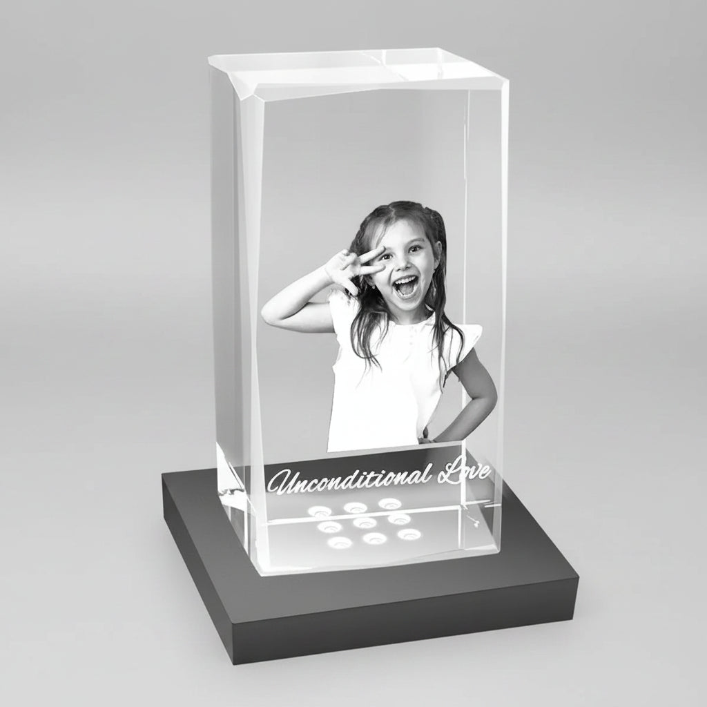 Custom 3D Crystal Cube (Faceted) - Medium