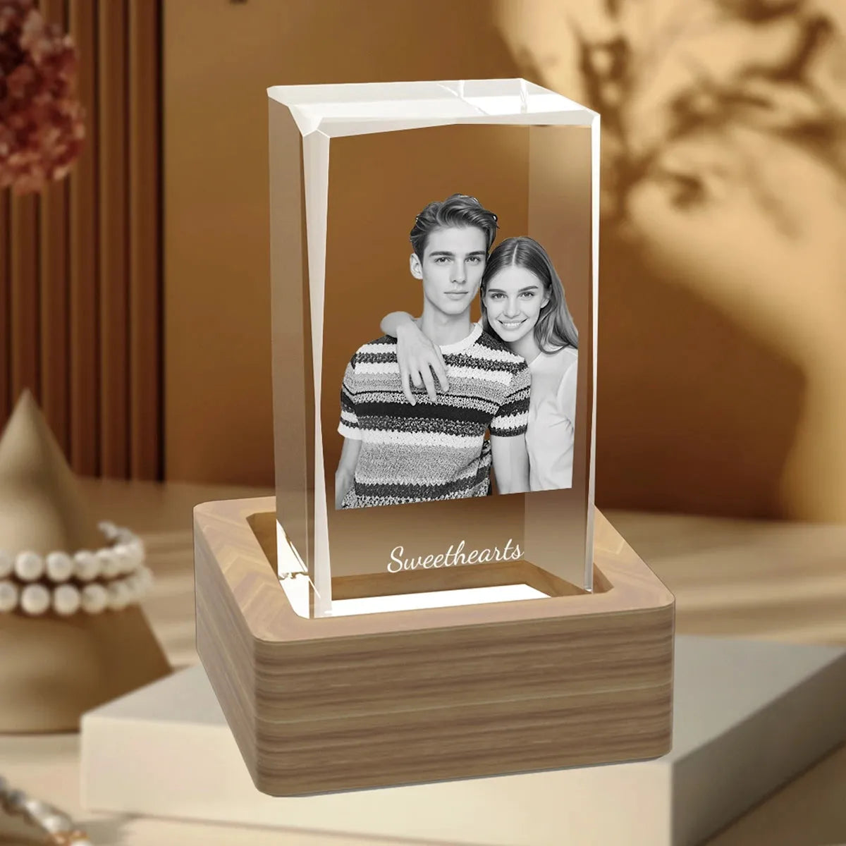 Custom 3D Crystal Cube (Faceted) - Medium