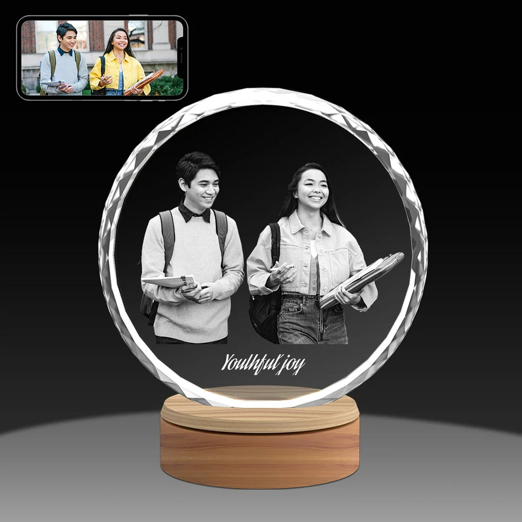 Custom 2D Crystal Photo - Faceted Round
