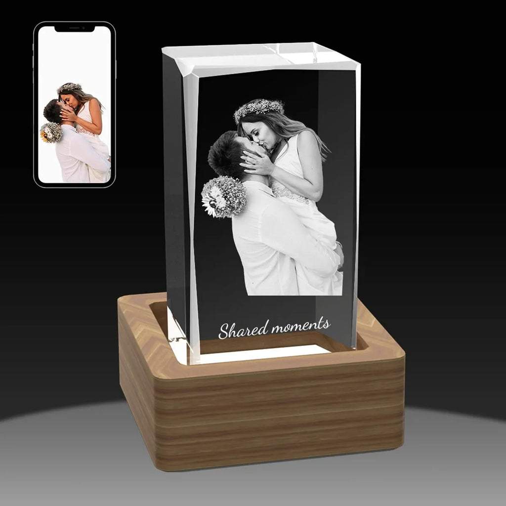 Custom 2D Photo Crystal Cube - Faceted Edge