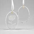 Personalized Oval Crystal Christmas Ornament – Custom Engraved Snowflake Gift