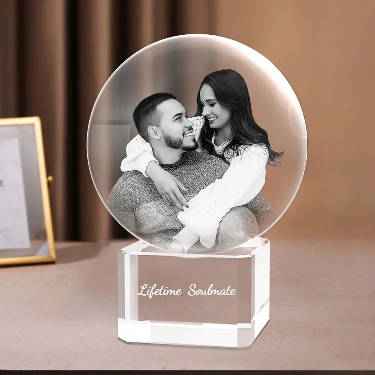 Custom 3D Crystal Ball with Engraved Photo – Small