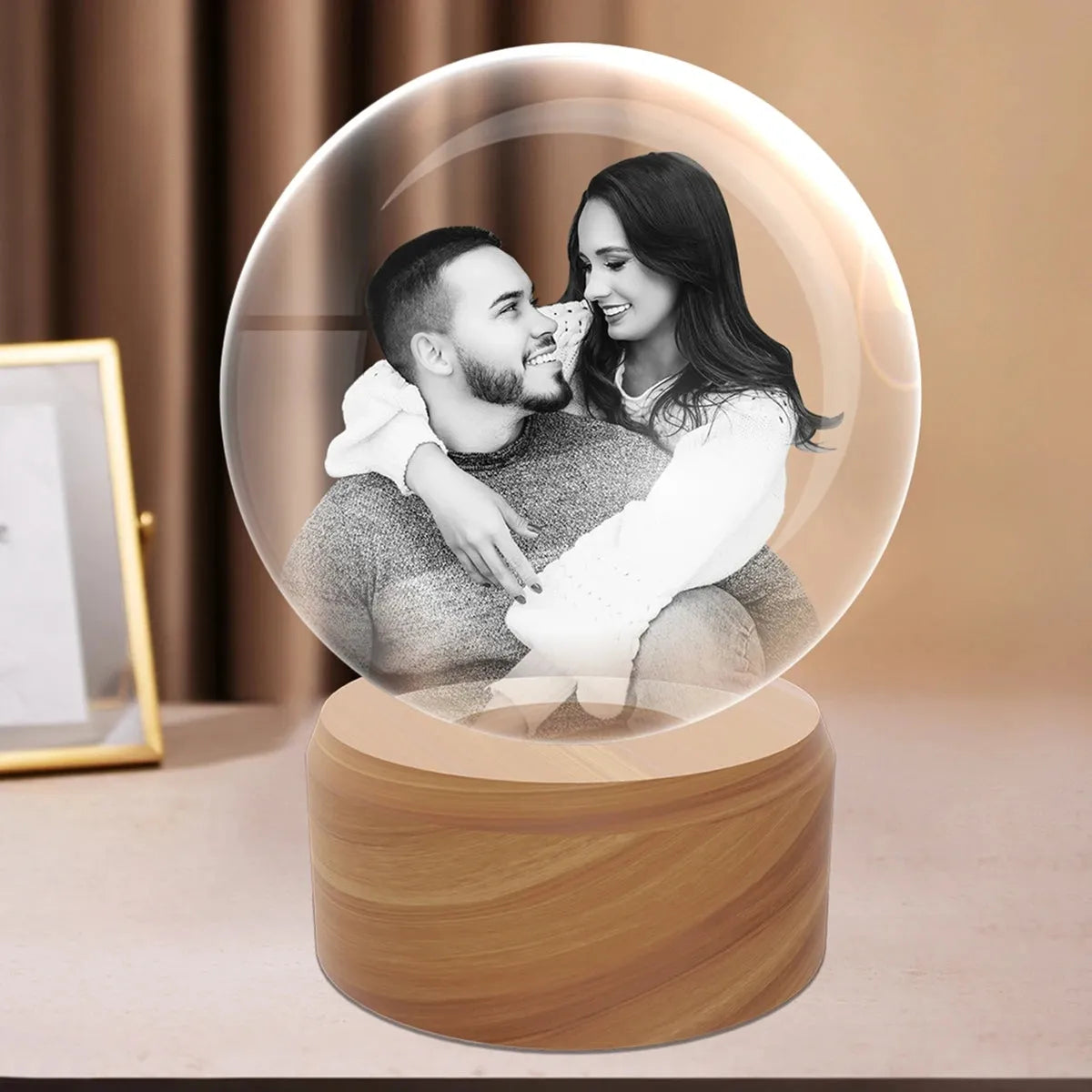 Custom 3D Crystal Ball with Engraved Photo – Small
