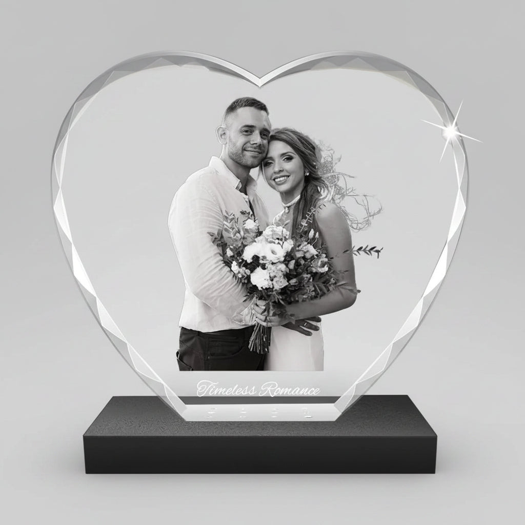 Custom Faceted 3D Crystal Heart - Small