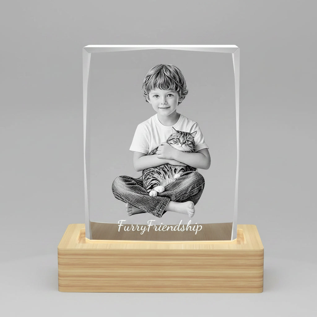 Custom 3D Crystal Picture Frame (Faceted) - Small