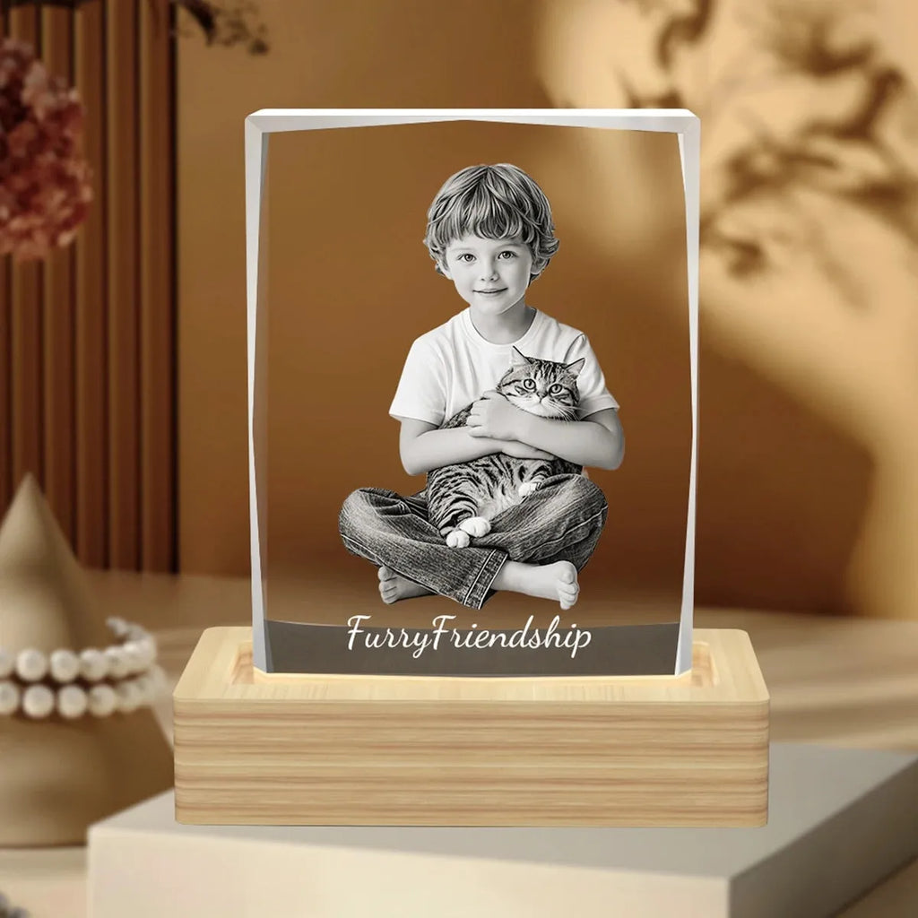 Custom 3D Crystal Picture Frame (Faceted) - Small