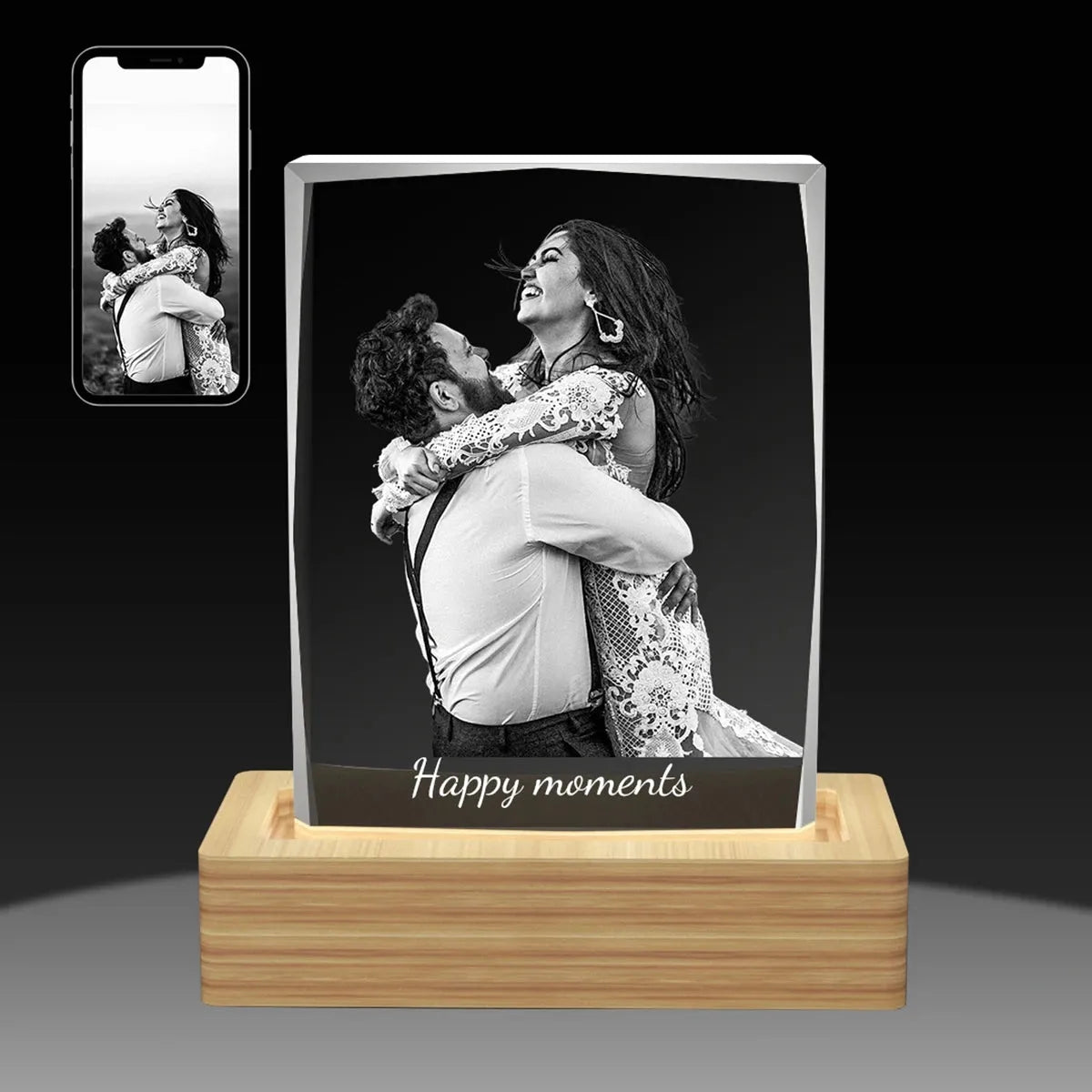 Faceted 3D Image Crystal Block – Portrait