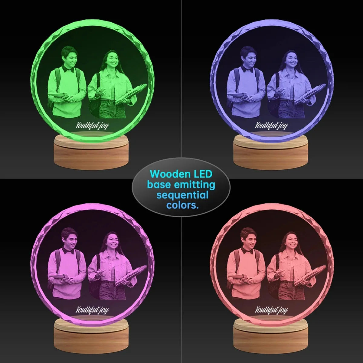 Faceted Round 3D Crystal Photo - Small