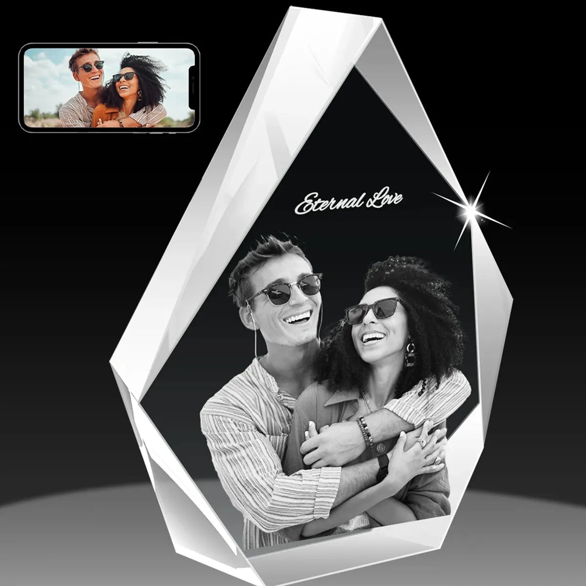 Personalised 3D Crystal Photo - Iceberg (Small)