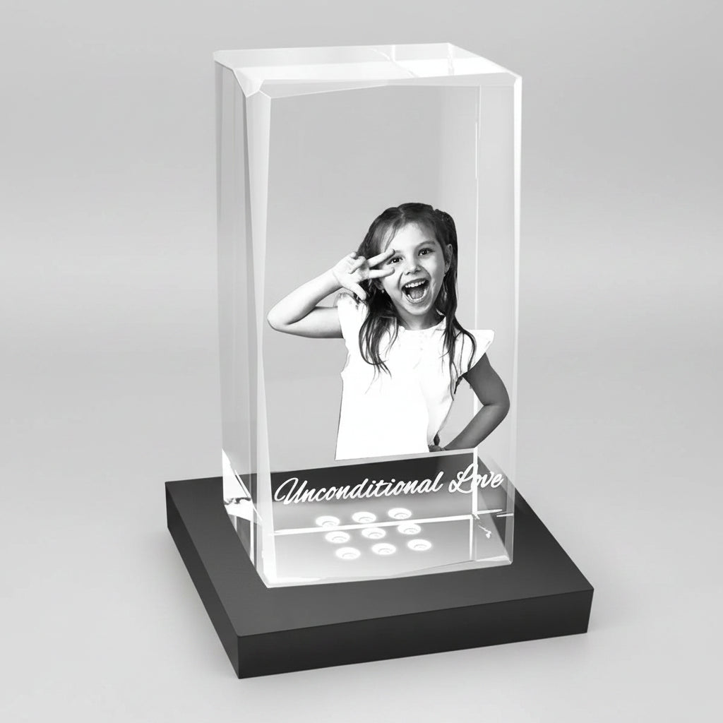 Custom 3D Crystal Cube (Faceted) - Small