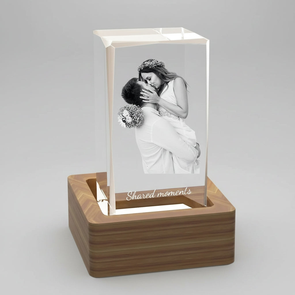 Custom 3D Crystal Cube (Faceted) - Small