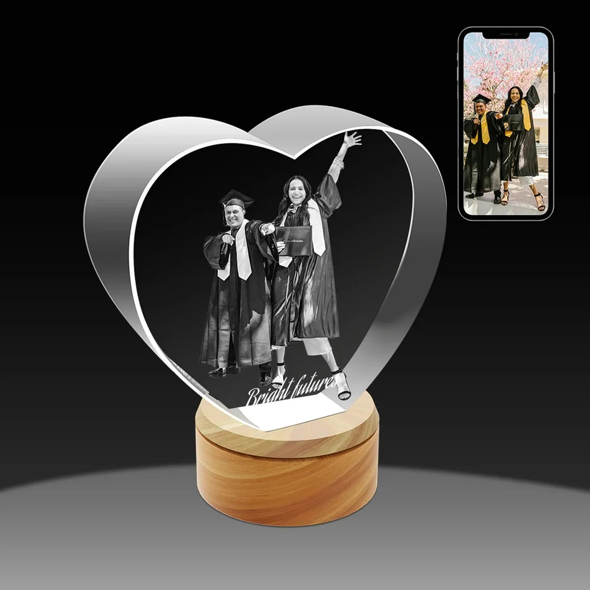 Custom 3D Photo Crystal Heart