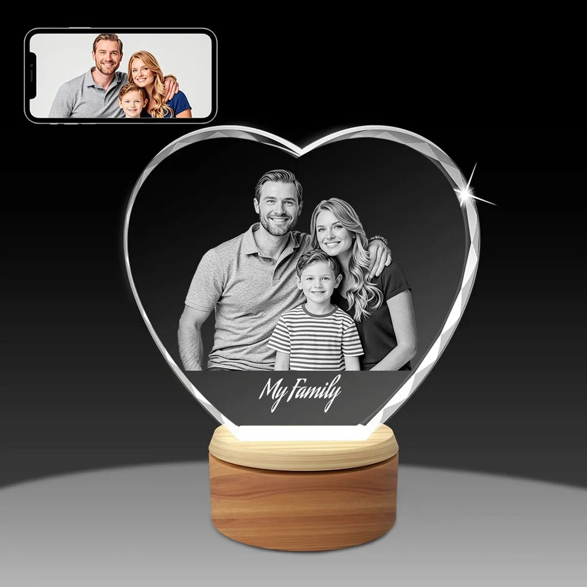 Faceted 2D Photo Crystal Heart