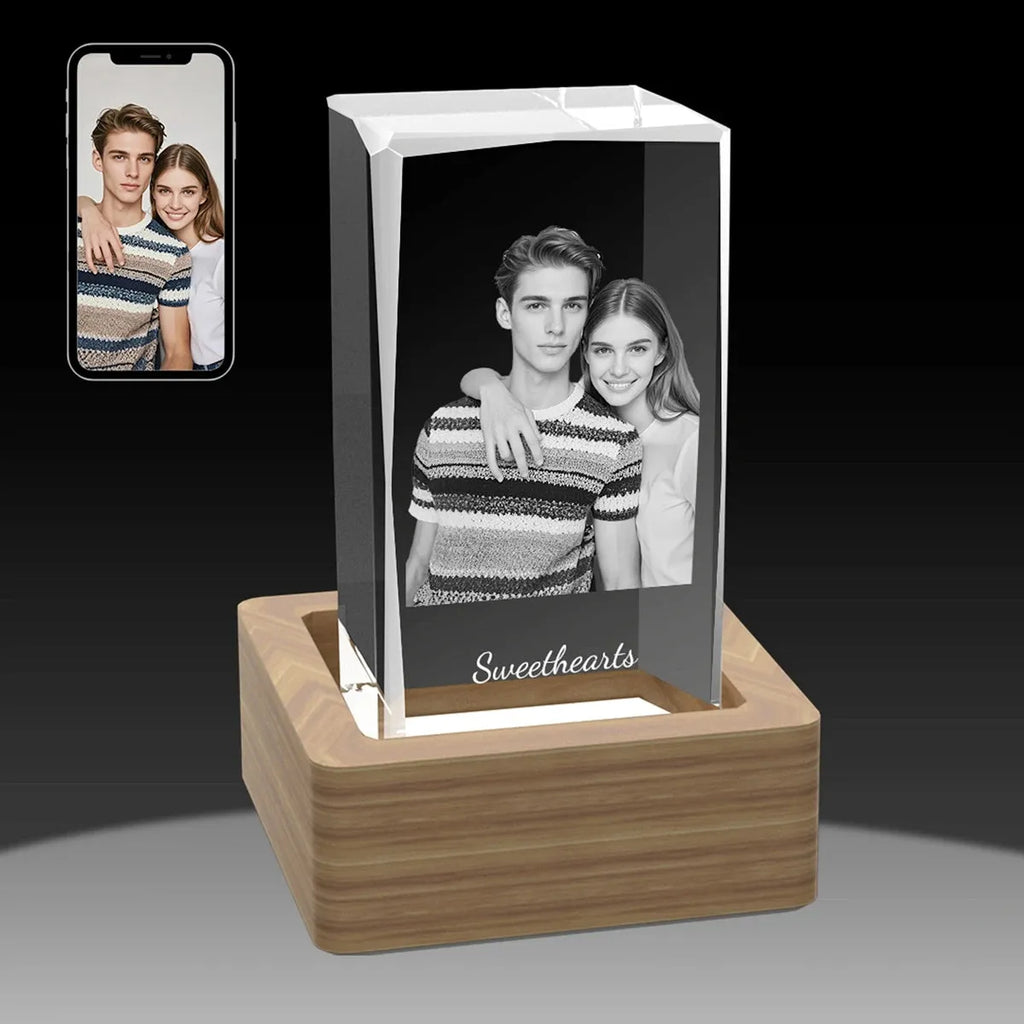 Custom 2D Photo Crystal Cube - Faceted Edge